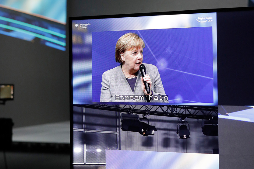 In ihrer Rede betonte Bundeskanzlerin Angela Merkel am Dienstag die Dringlichkeit, den digitalen Wandel in Deutschland zu beschleunigen.