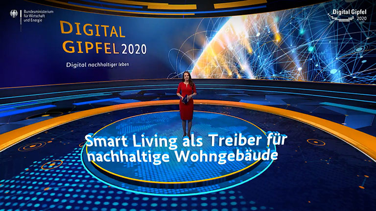 Screenshot aus dem Video: Digital-Gipfel 2020: Smart Living als Treiber für nachhaltige Wohngebäude Plattform 2 „Innovative Digitalisierung der Wirtschaft“